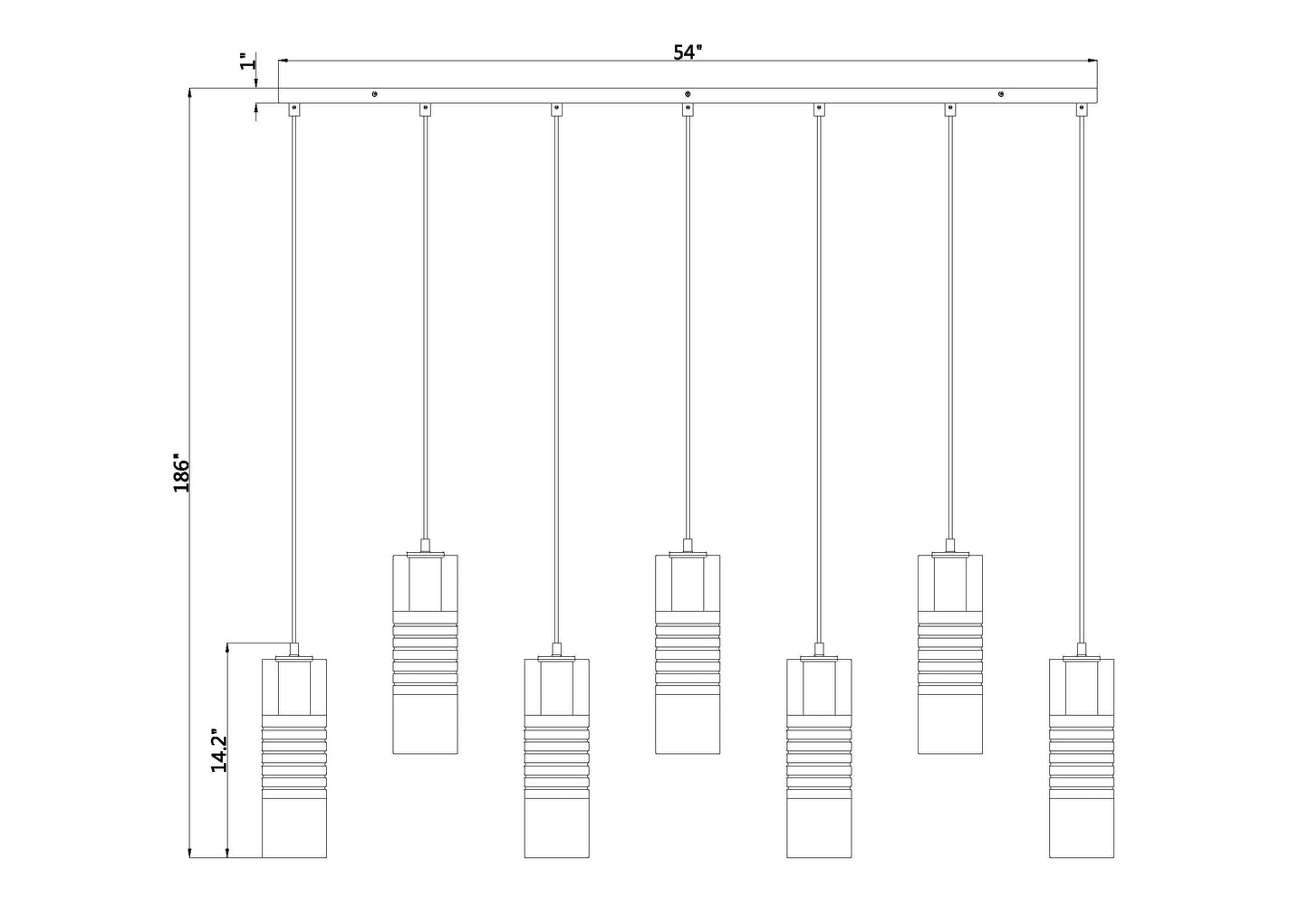 Alton 7 Light Linear Chandelier Matte Black