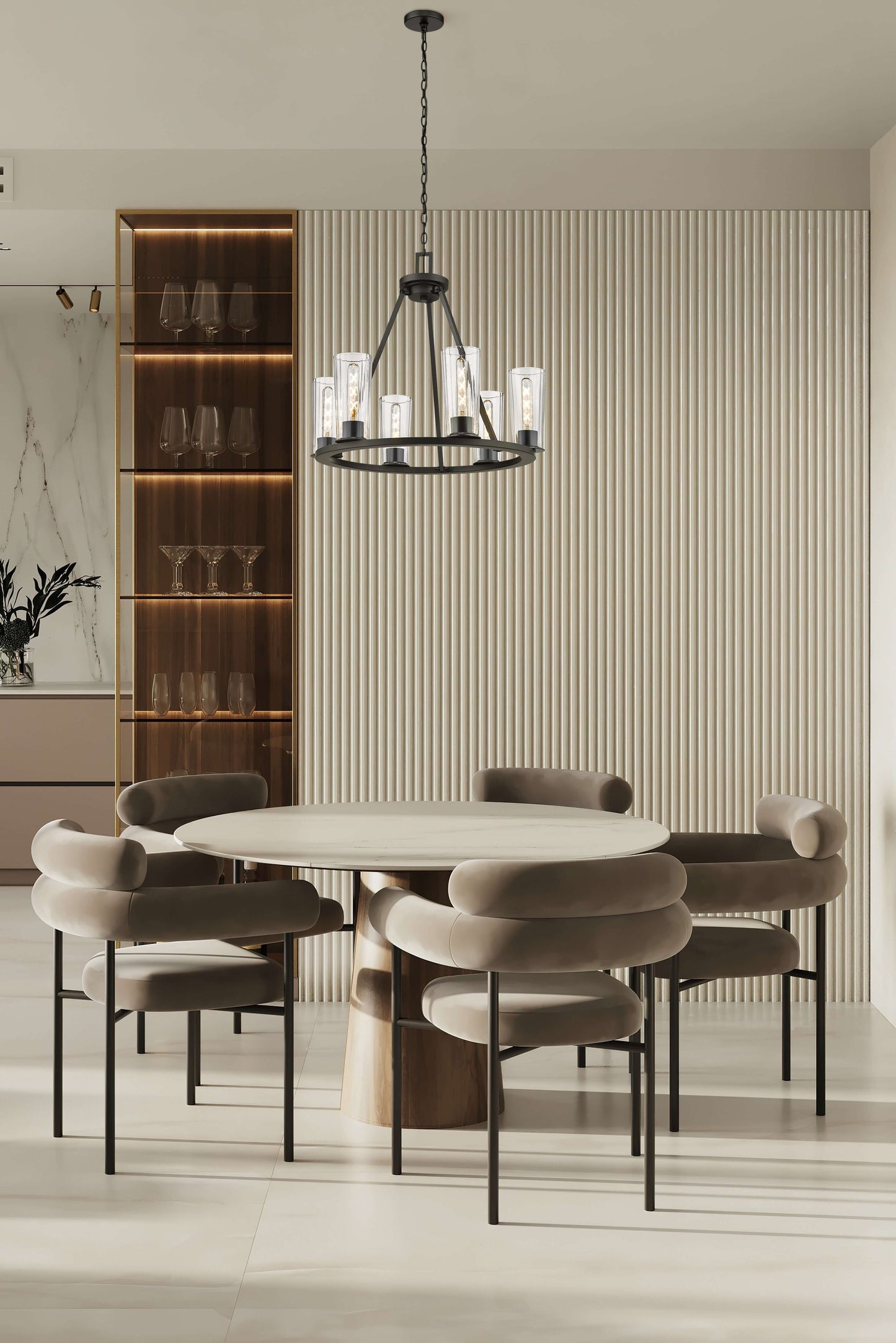 Titus 6 Light Chandelier Matte Black