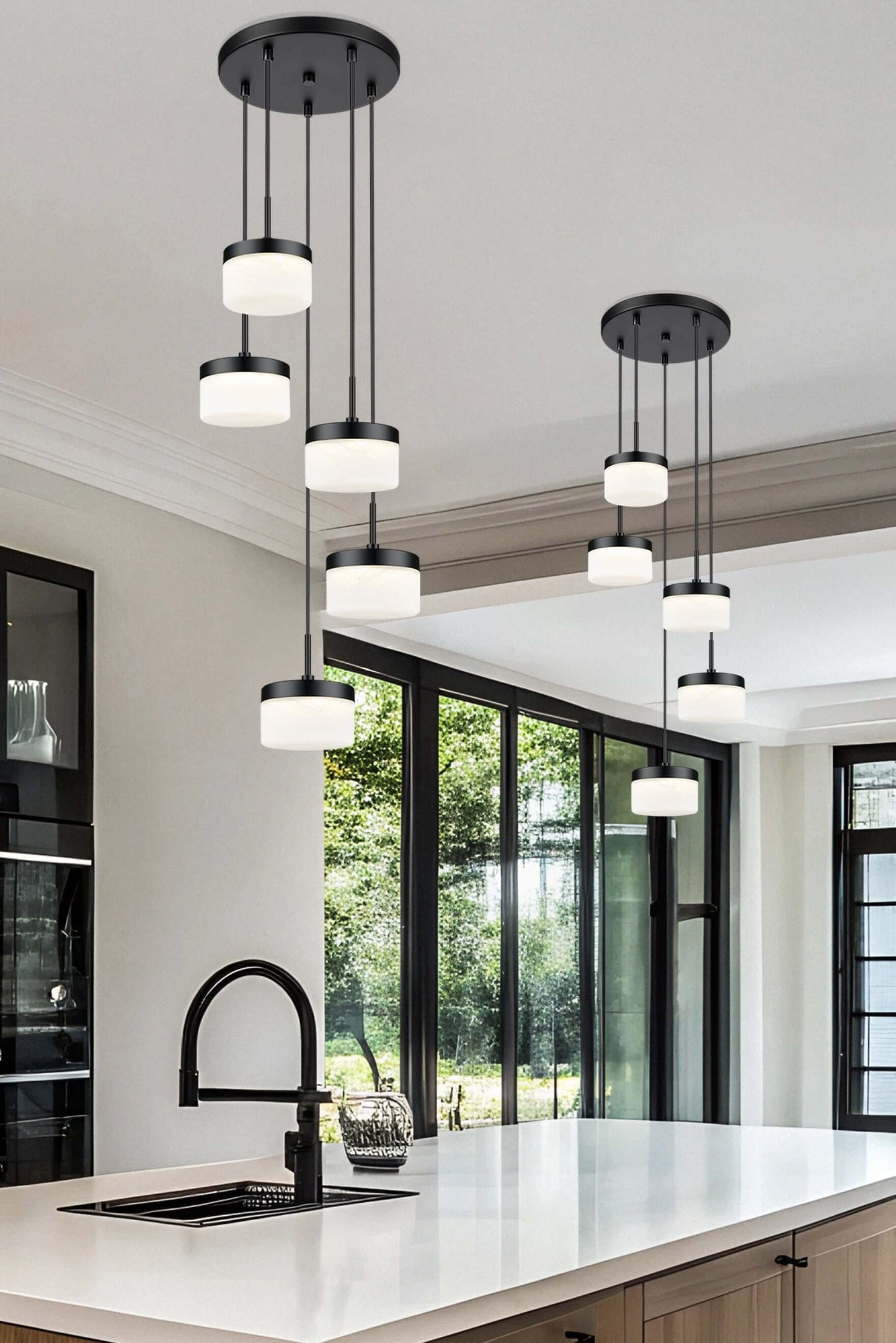 Renaud LED 5 Light Chandelier Matte Black