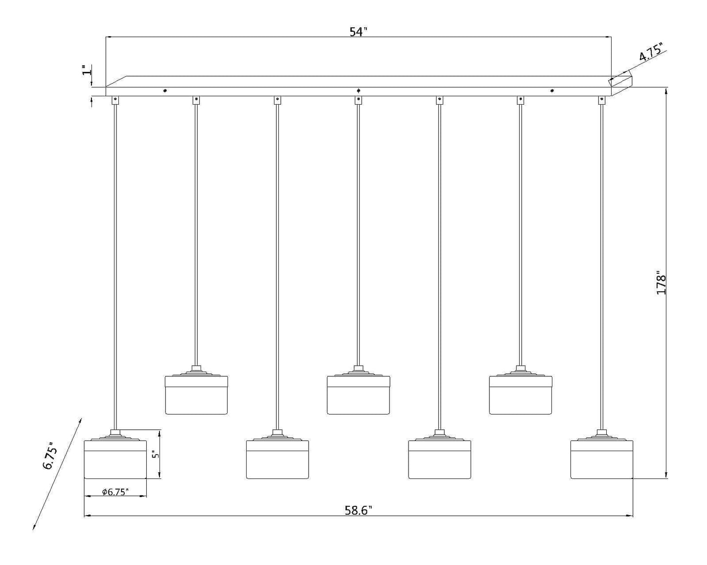 Renaud LED 7 Light Linear Chandelier Matte Black