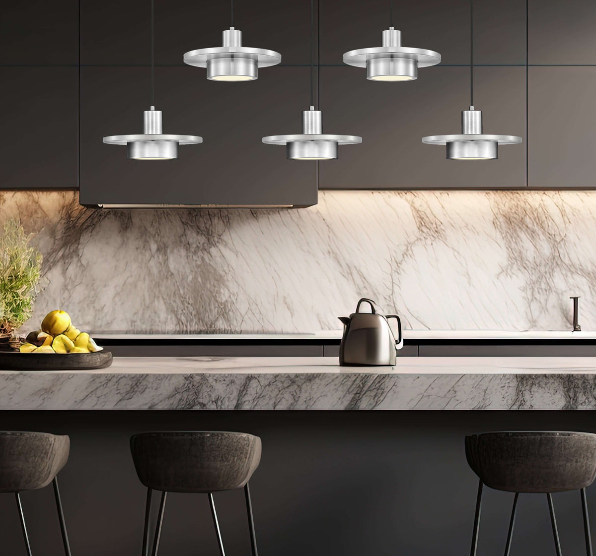Ludo LED 5 Light Linear Chandelier Brushed Nickel