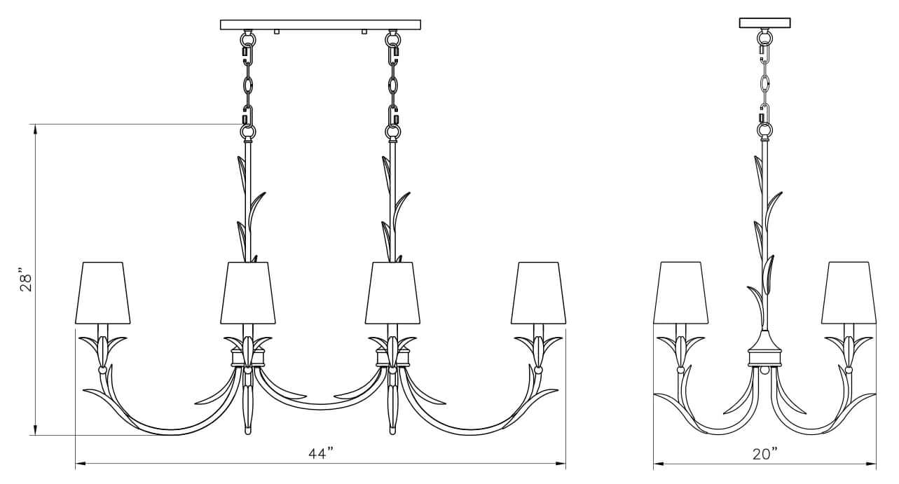 Aslin 6 Light Linear Chandelier Textured White