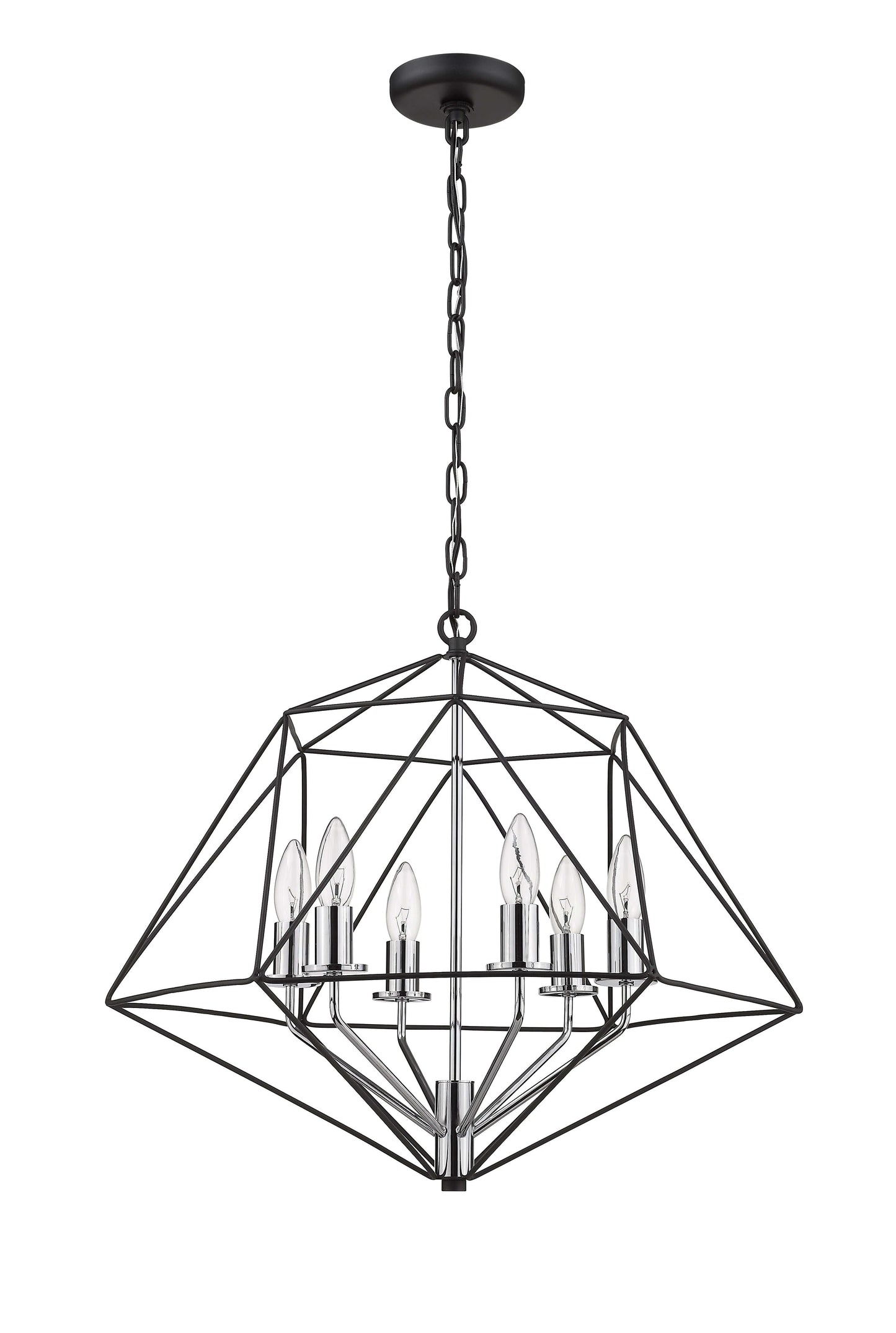 Geo 6 Light Chandelier Matte Black + Chrome