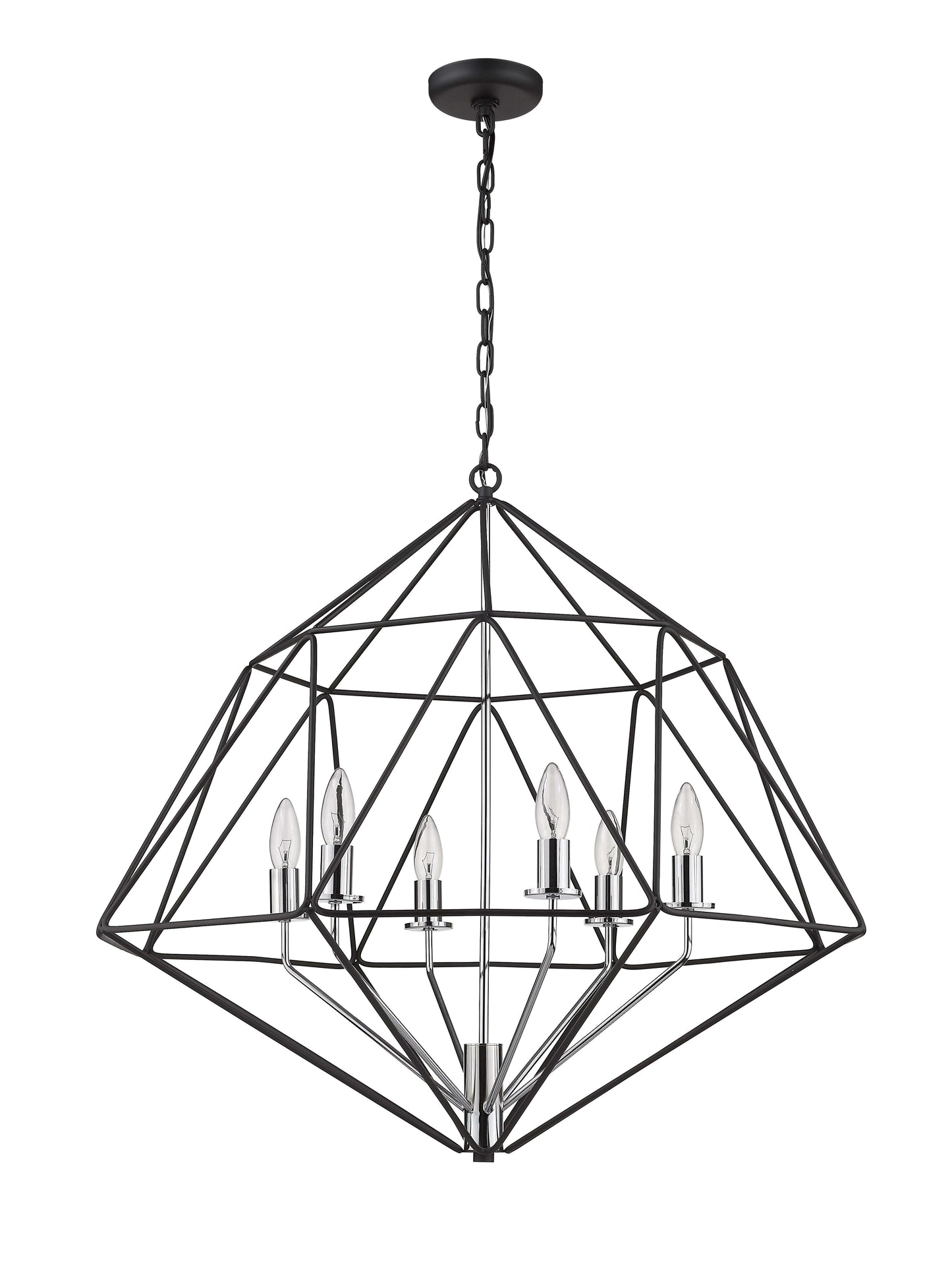 Geo 6 Light Chandelier Matte Black + Chrome