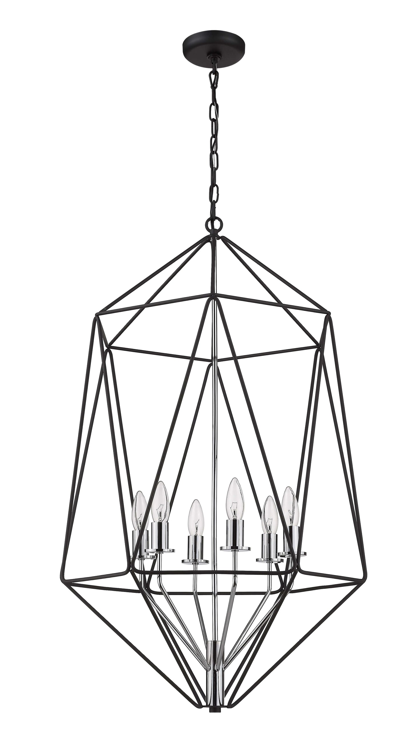 Geo 6 Light Chandelier Matte Black + Chrome