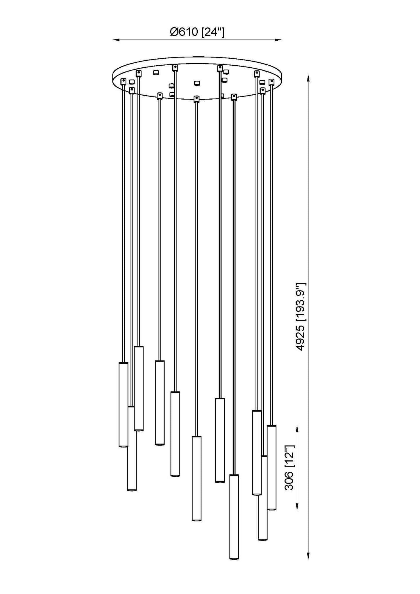 Forest LED 11 Light Chandelier Matte Black