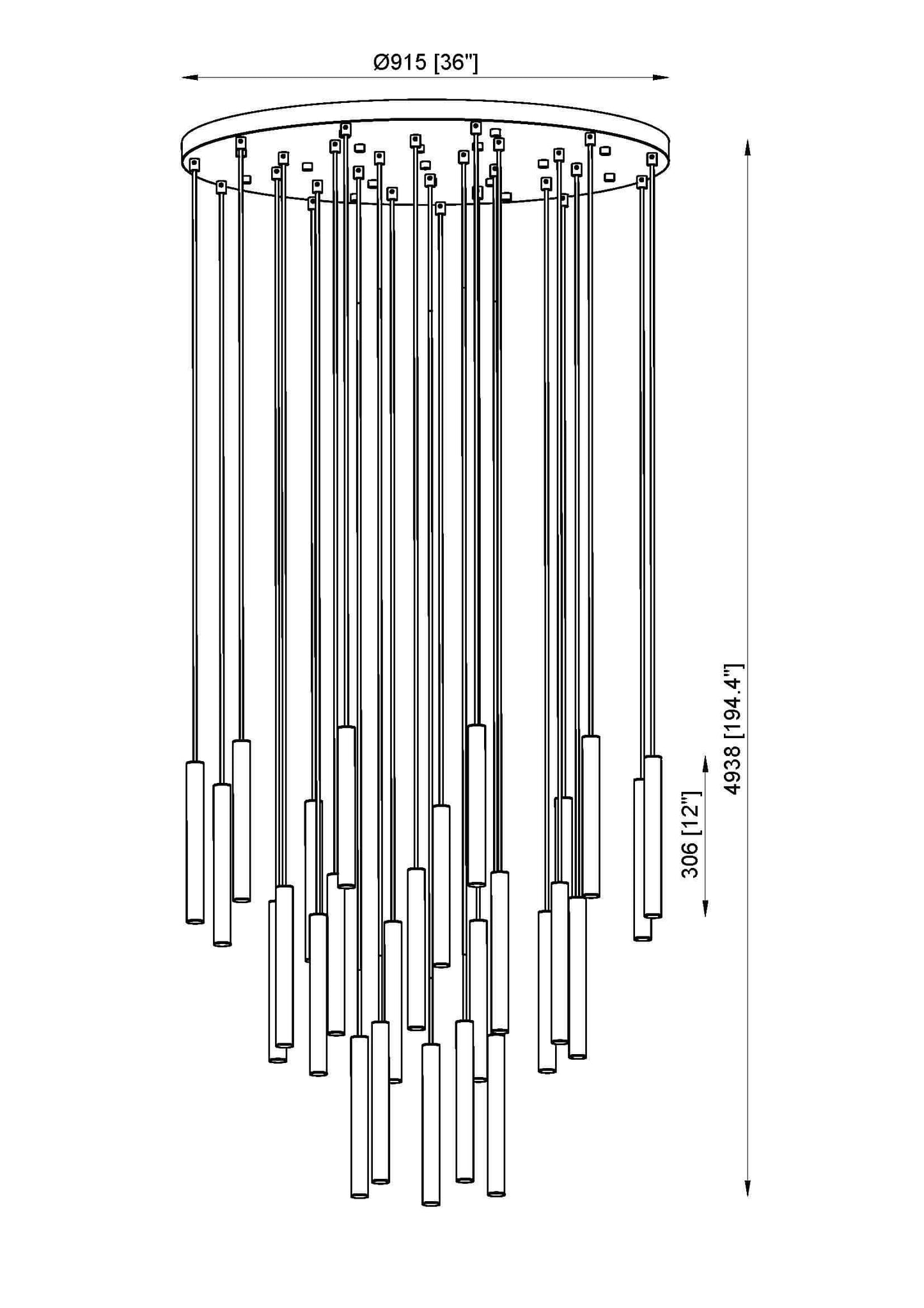Forest LED 27 Light Chandelier Matte Black