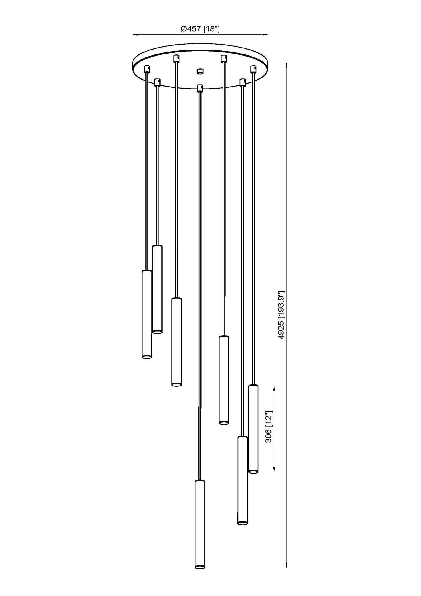Forest LED 7 Light Chandelier Matte Black