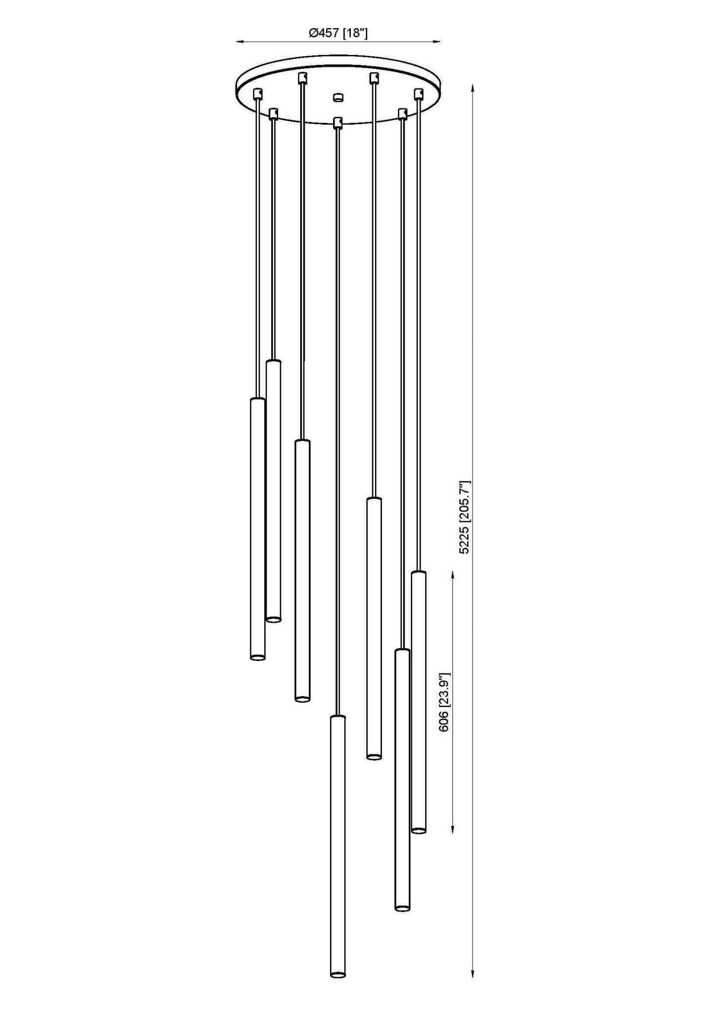 Forest LED 7 Light Chandelier Brushed Nickel