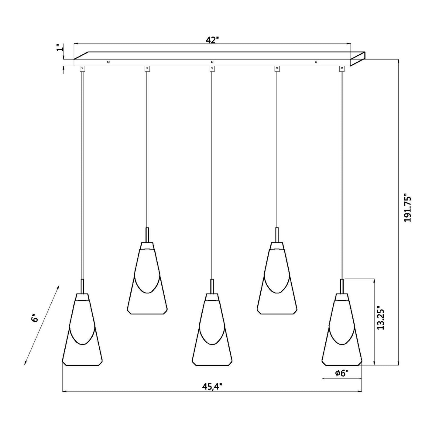 Aimie 5 Light Linear Chandelier Matte Black