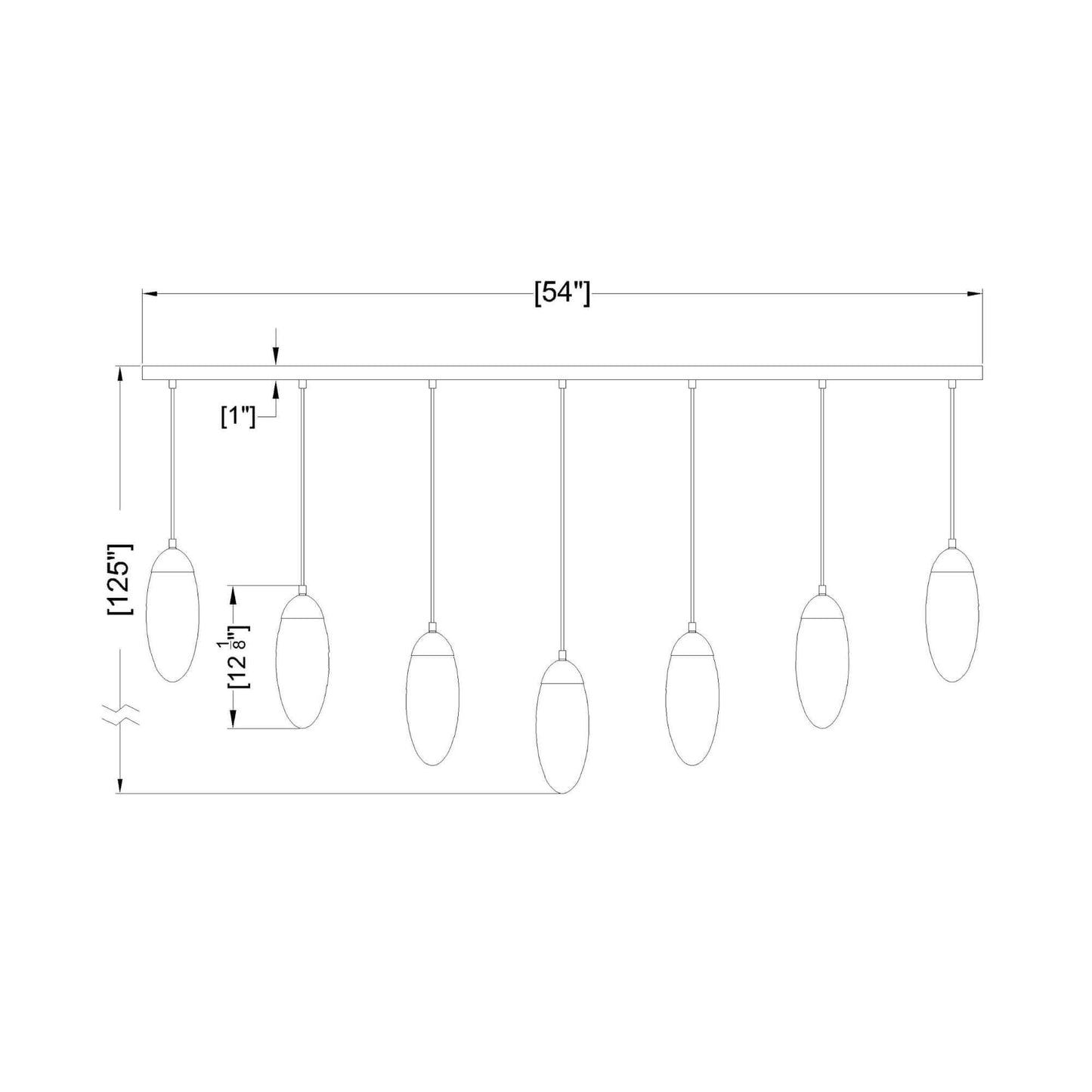 Arden 7 Light Linear Chandelier Matte Black