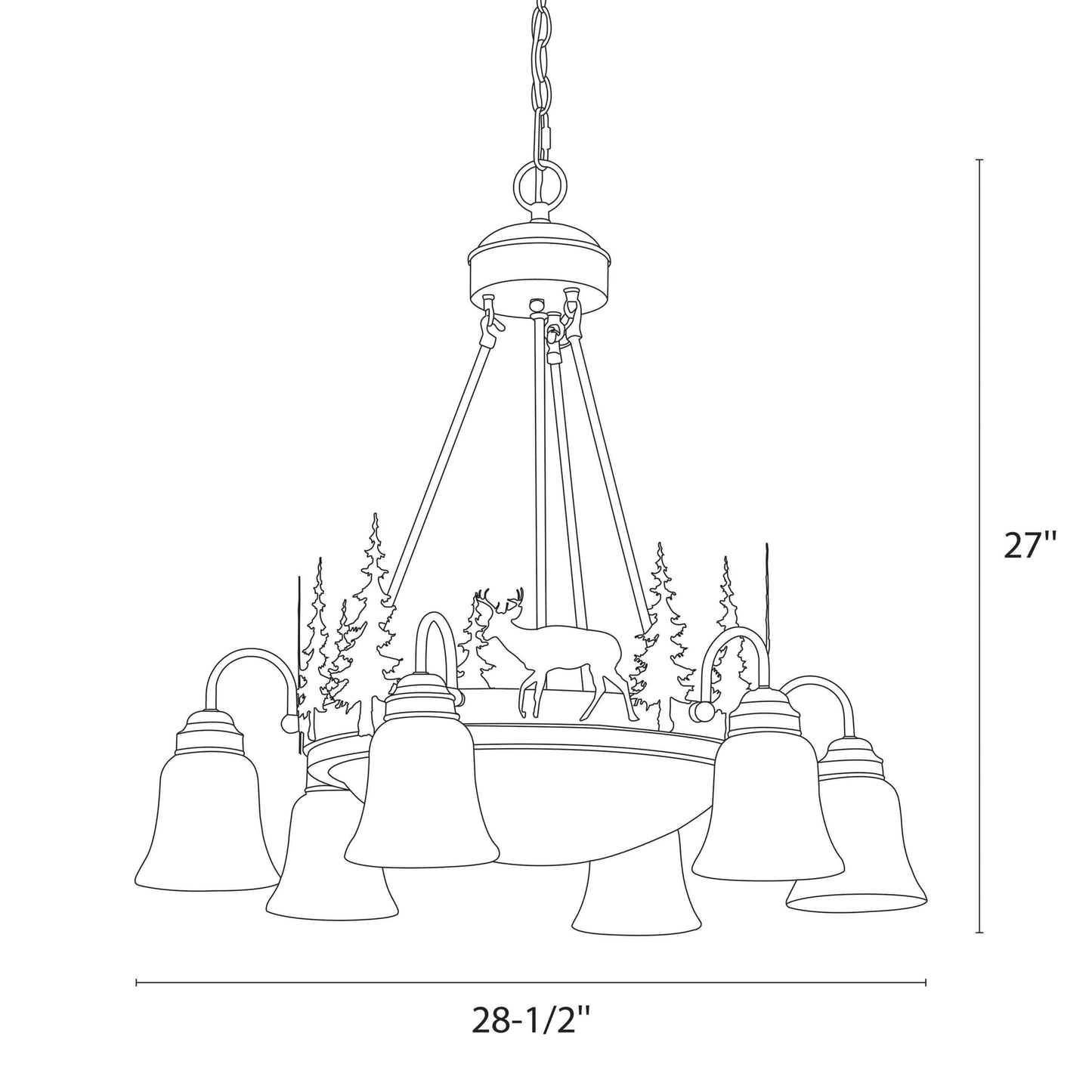 Bryce 9L Deer Chandelier