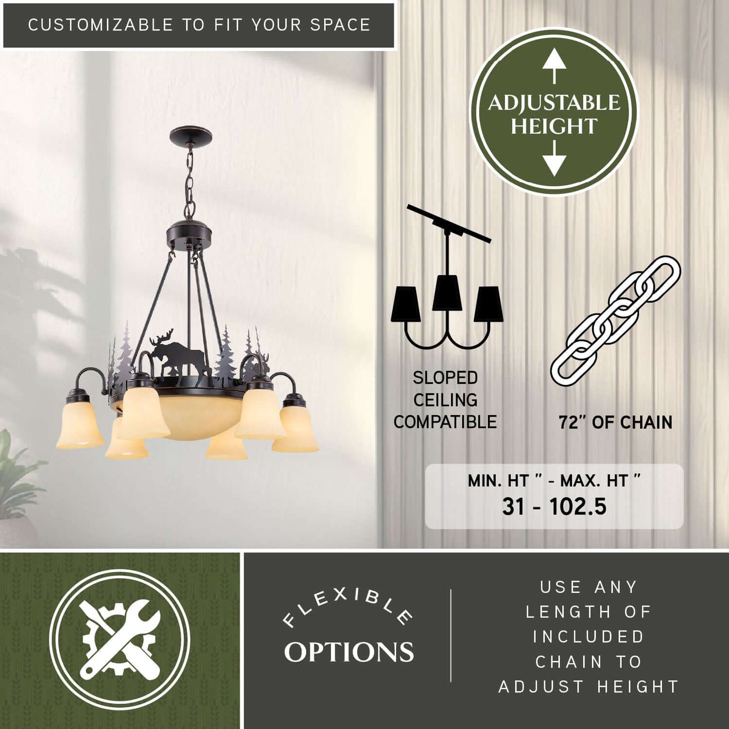 Yellowstone 9L Moose Chandelier