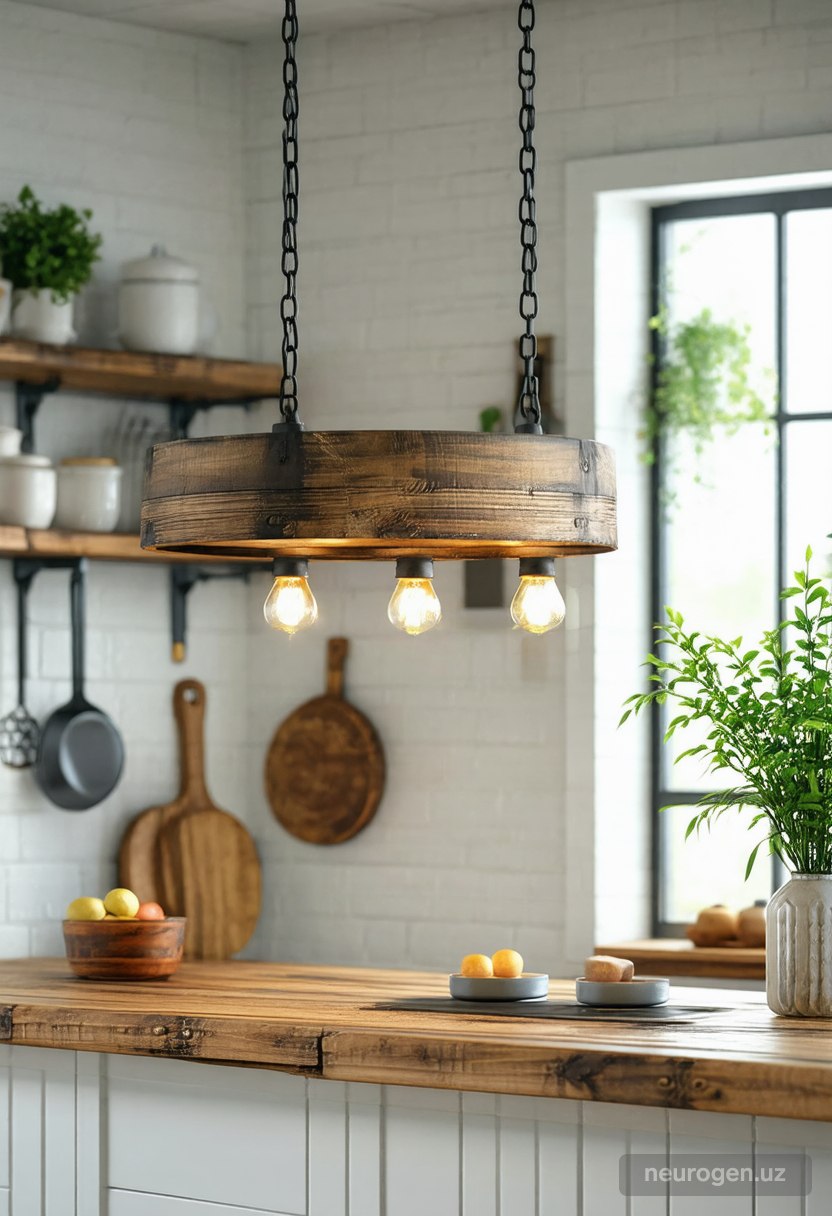 Delphi 3-Light Farmhouse Wood Chandelier 24"