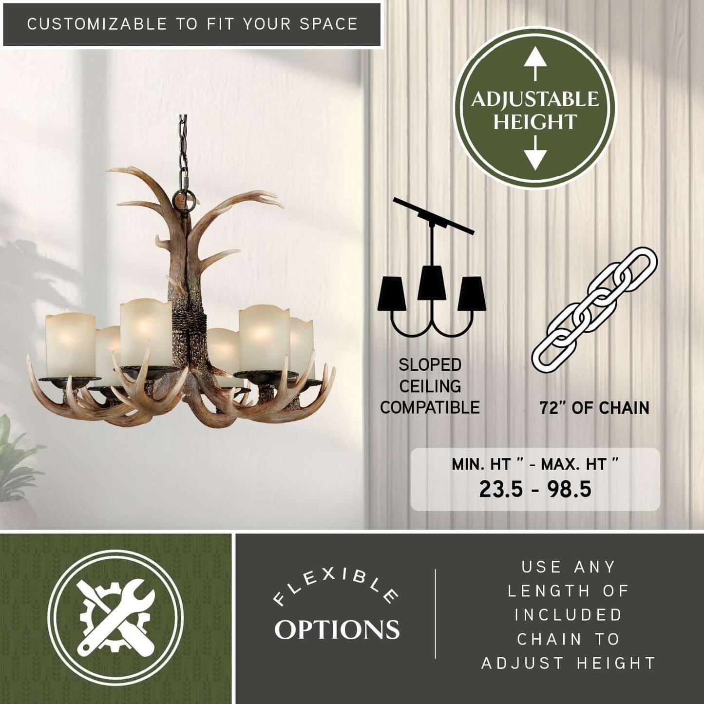 Yoho 6L Antler Chandelier