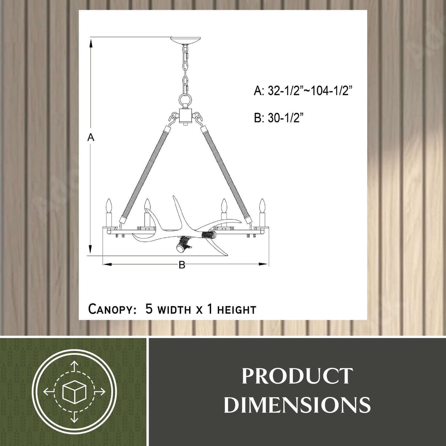 Breckenridge 30.5” 6 Light Antler Chandelier