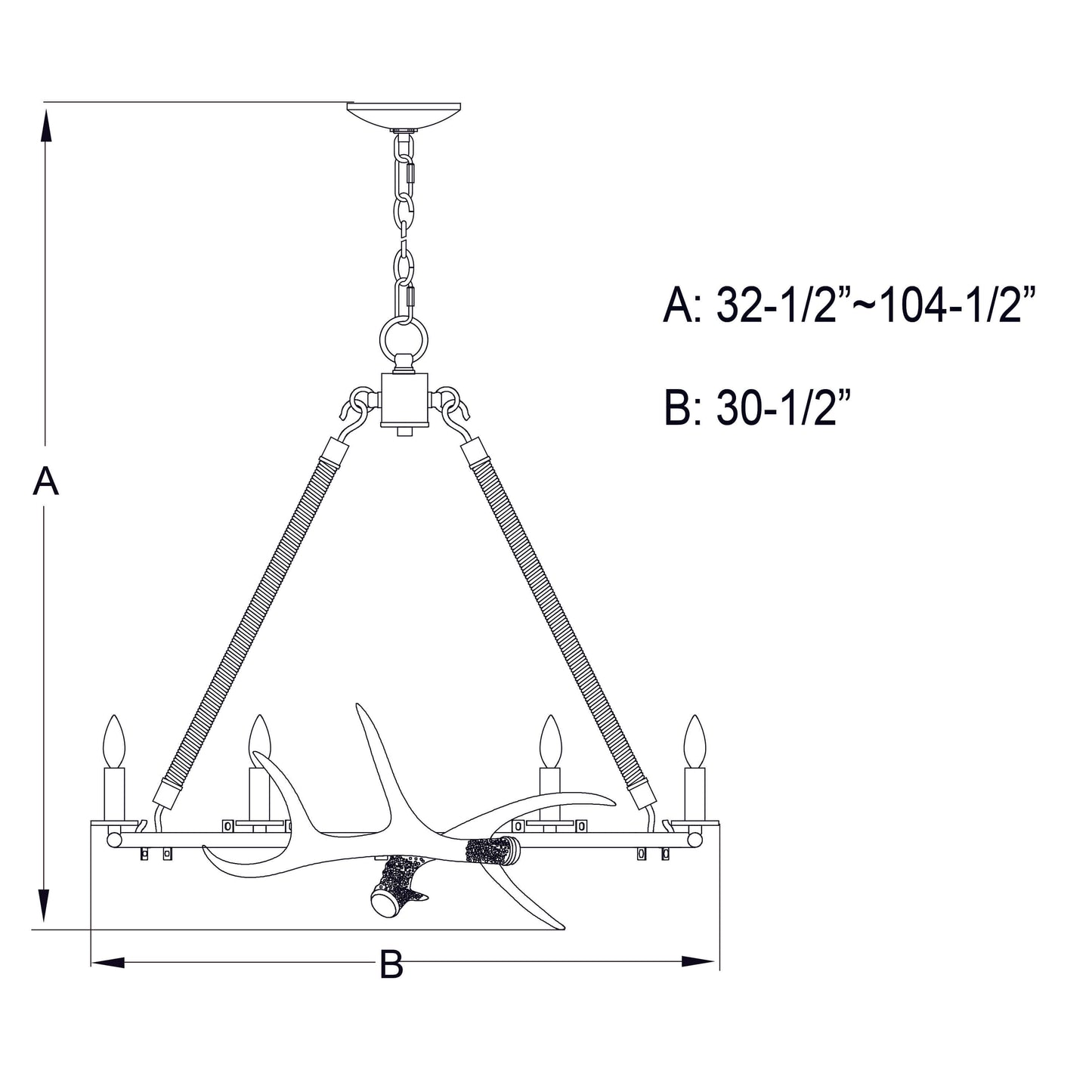 Breckenridge 30.5” 6 Light Antler Chandelier