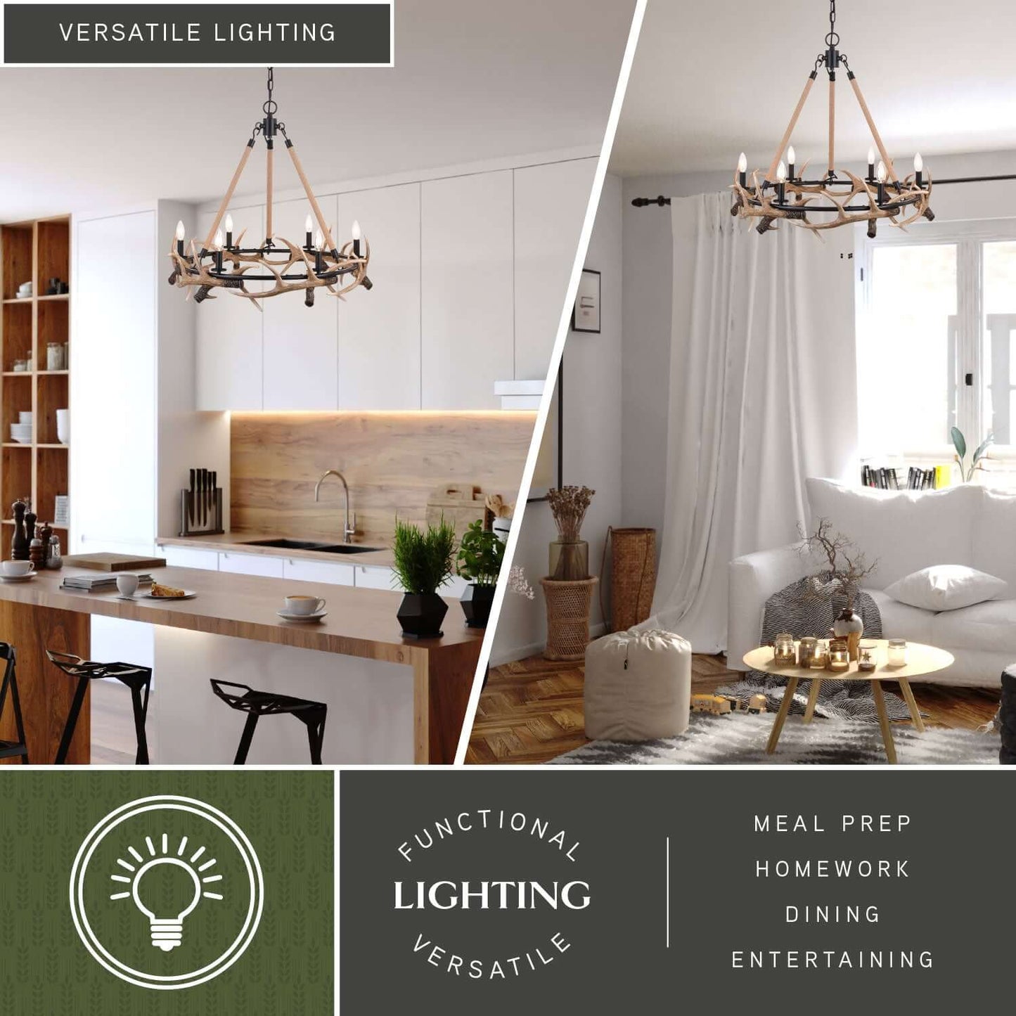 Breckenridge 30.5” 6 Light Antler Chandelier