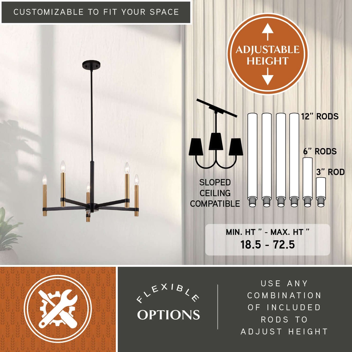 Damen 25” 5 Light Chandelier