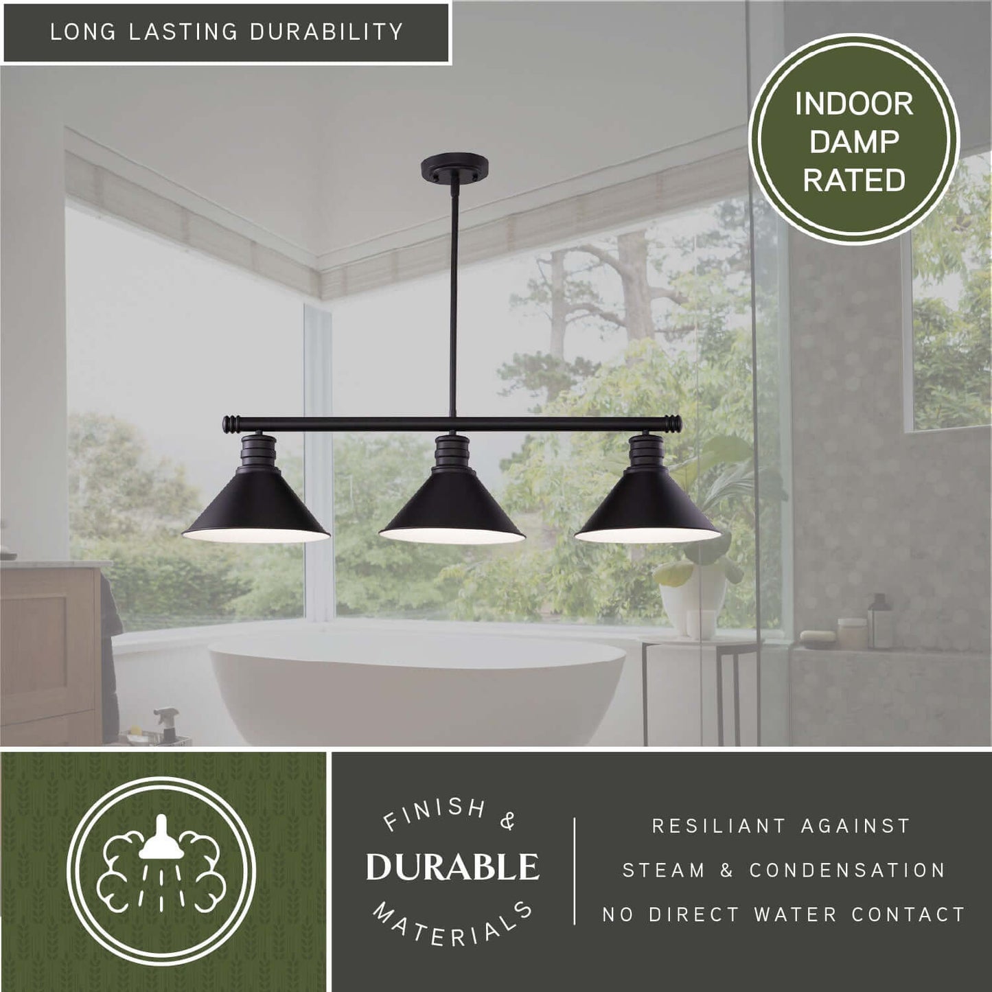 Akron 35.75” 3 Light Linear Chandelier