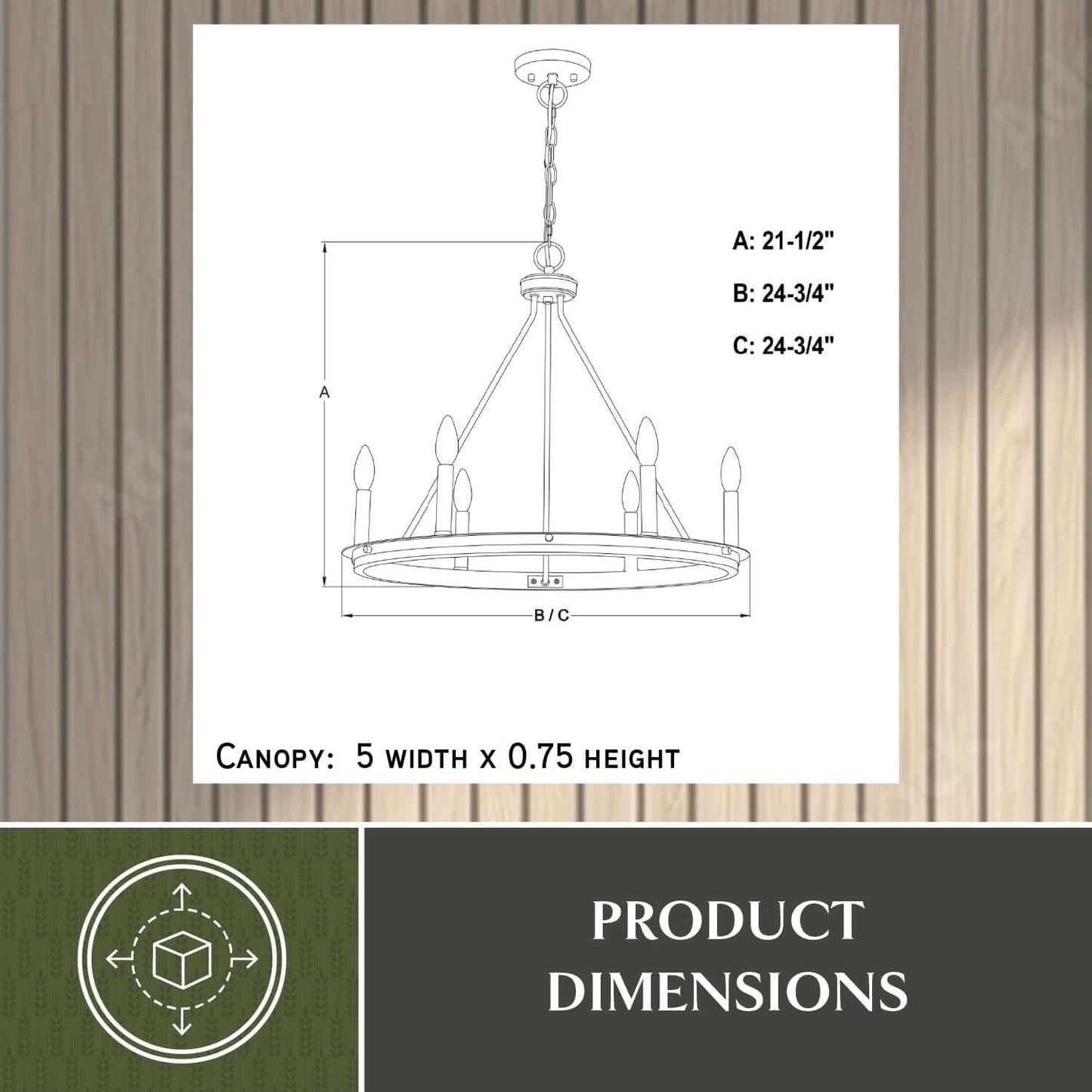 Russel 24.75” 6 Light Chandelier