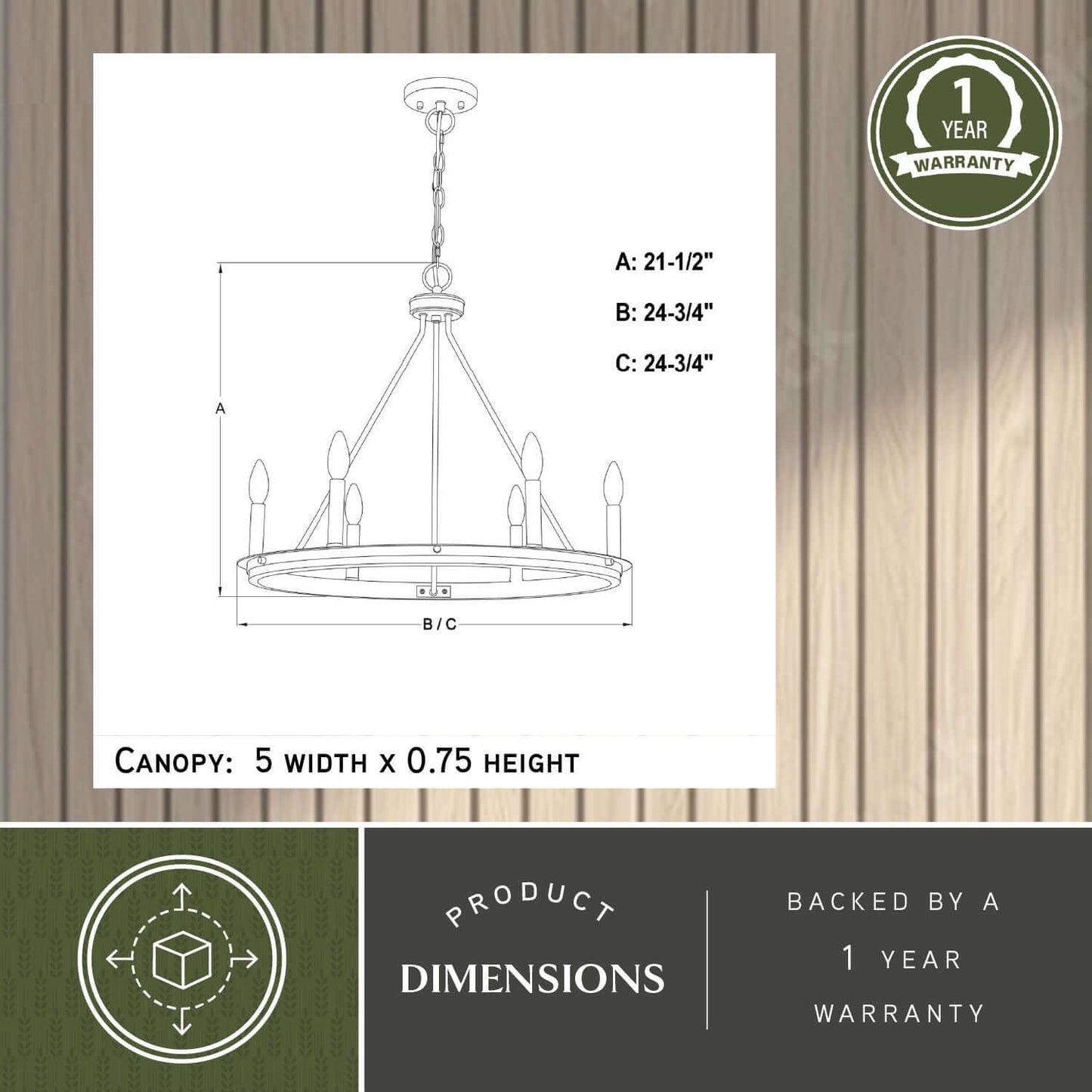 Russel 24.75” 6 Light Chandelier