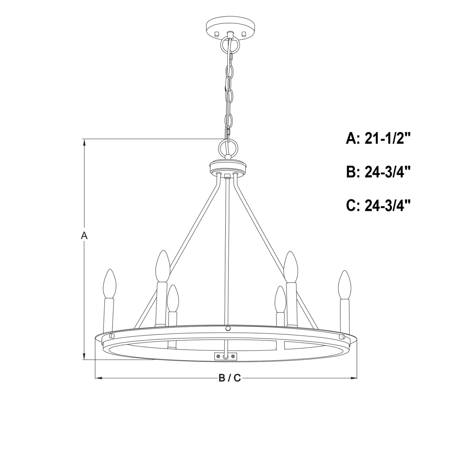 Russel 24.75” 6 Light Chandelier