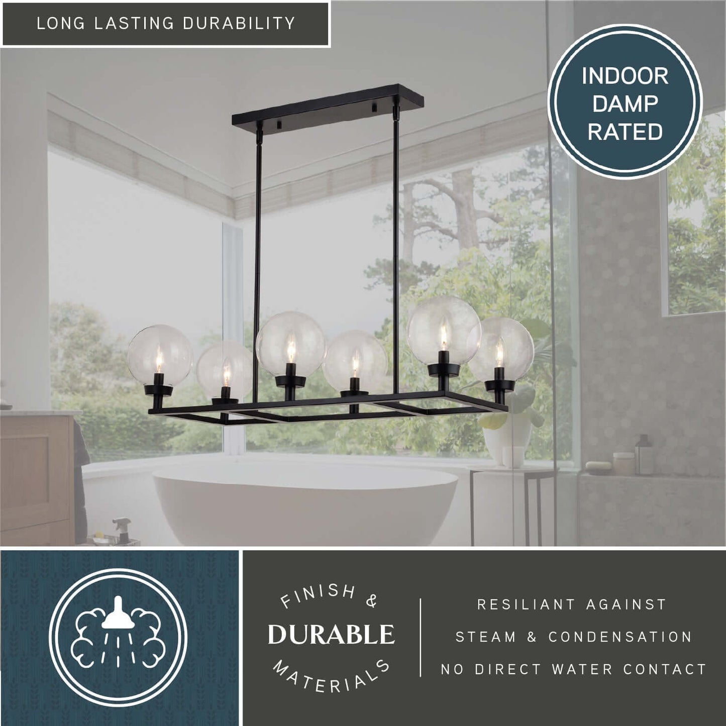 Lander 35” 6 Light Linear Chandelier