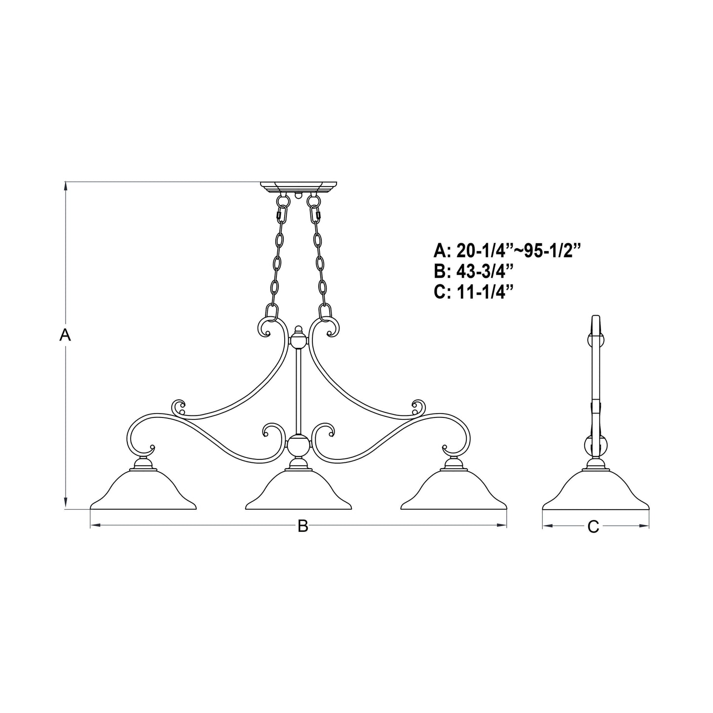 Monrovia 3 Light Linear Chandelier