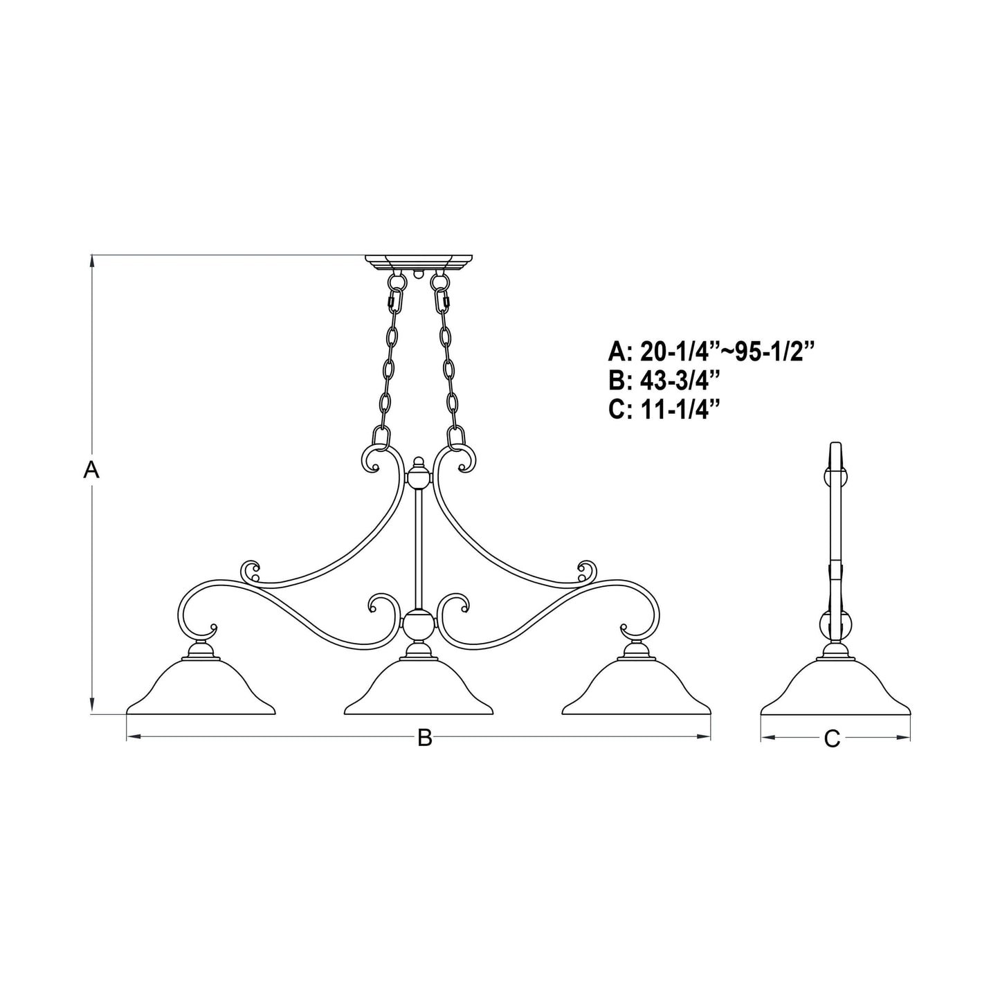 Monrovia 3 Light Linear Chandelier