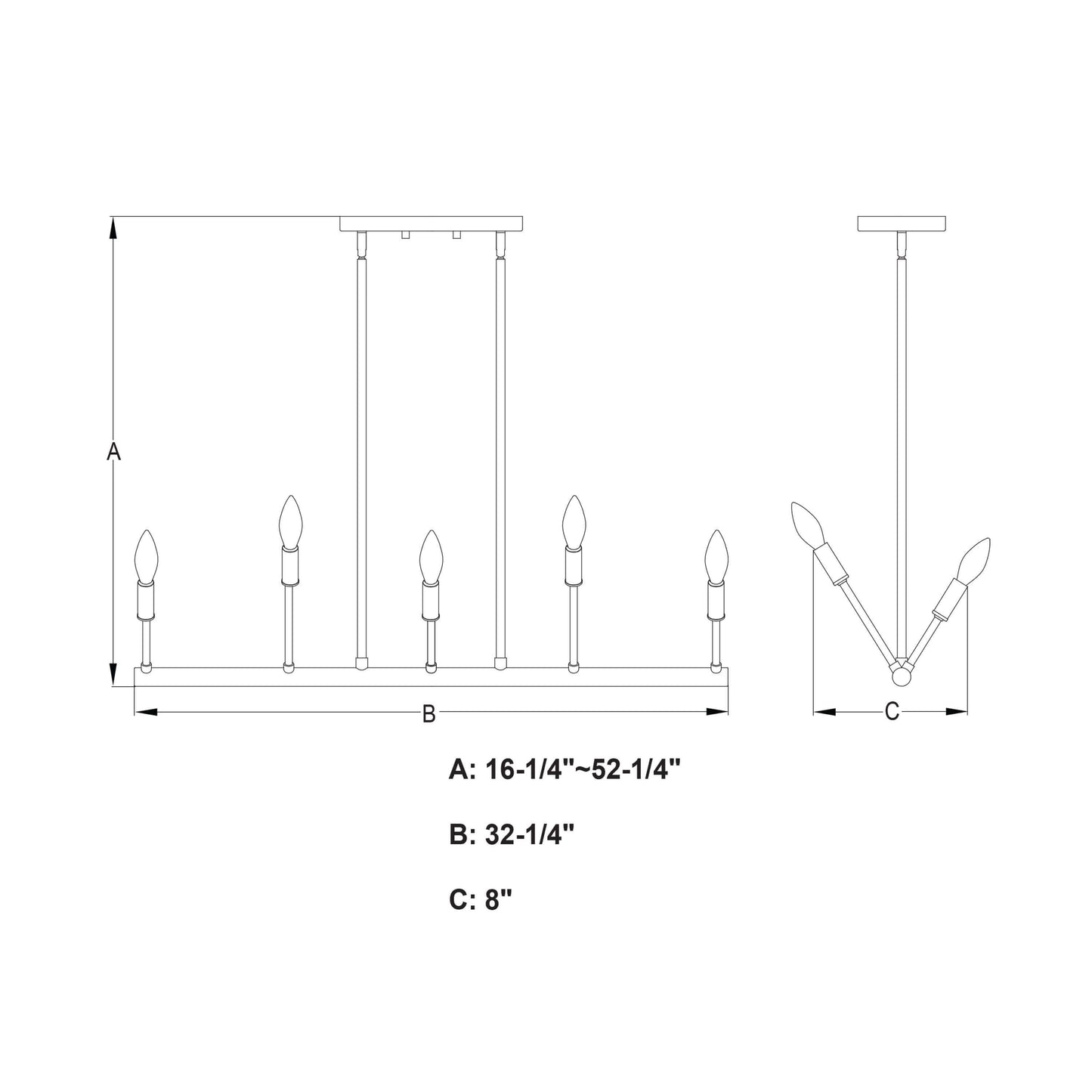 Warwick 32.25” W 10 Light Linear Chandelier