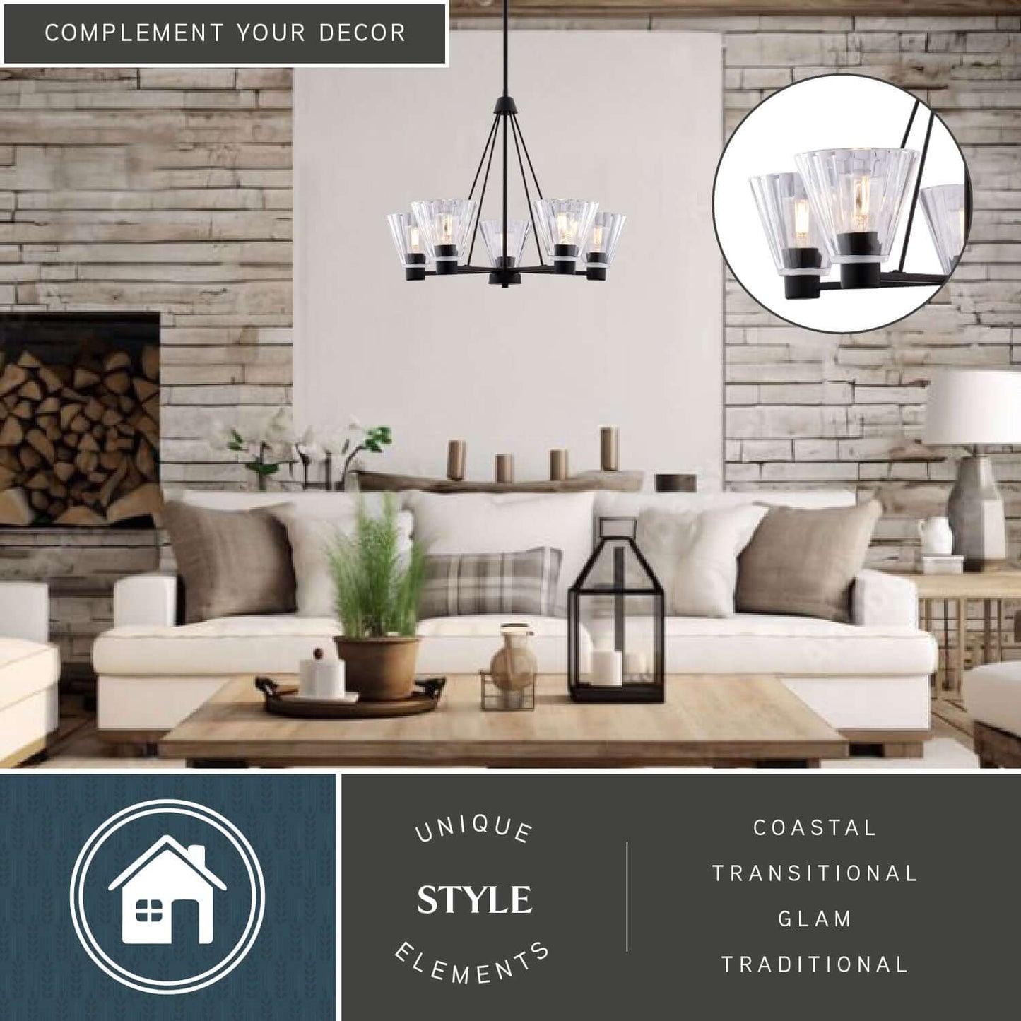 Dalton 25.5” 5 Light Chandelier