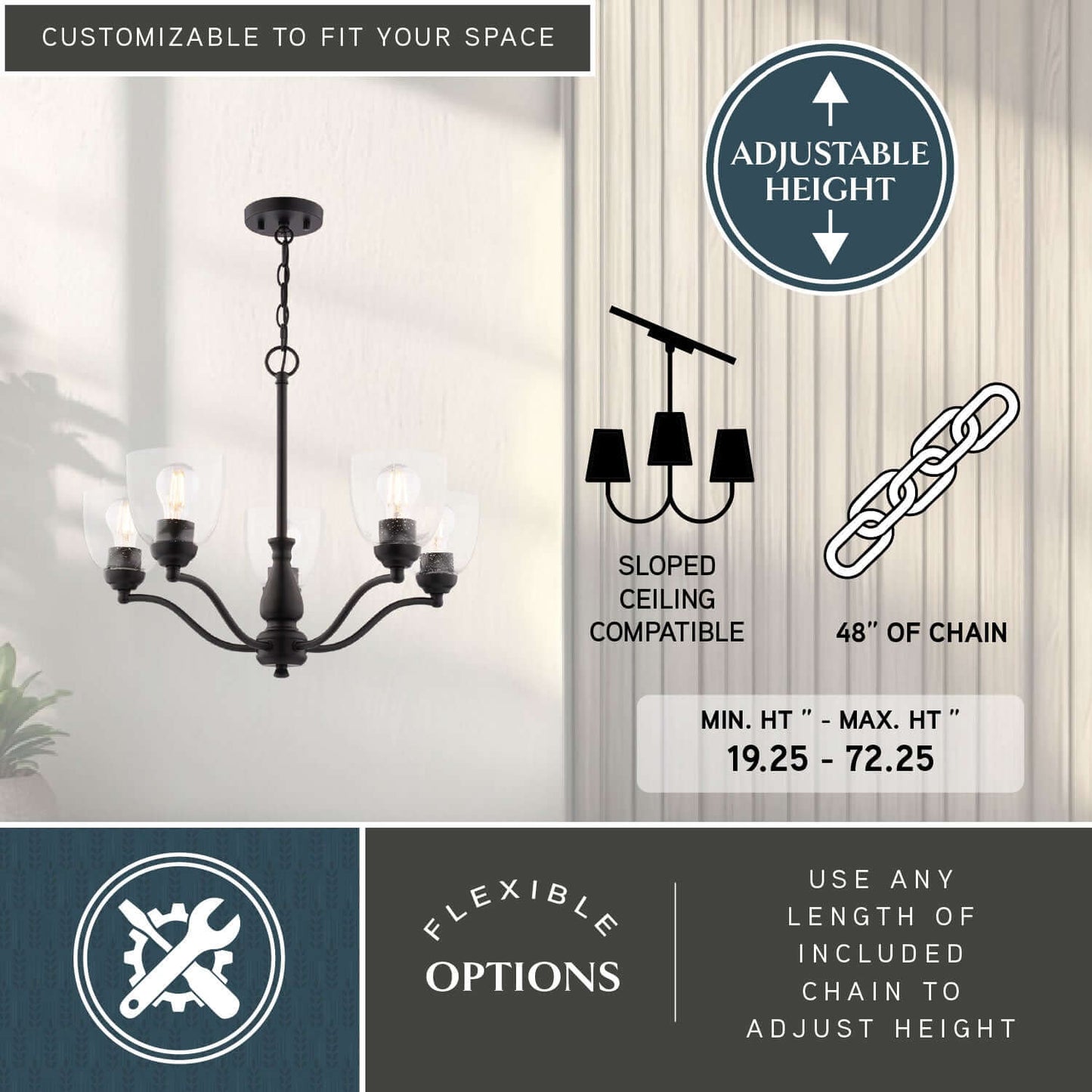 Bellwood 24.5” 5 Light Chandelier