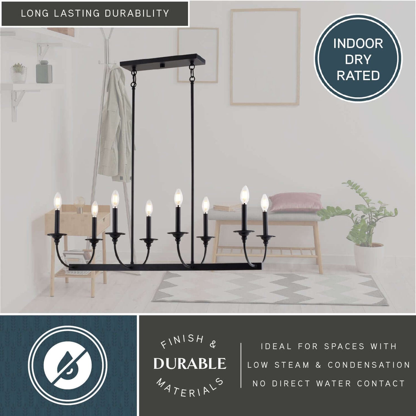 Durham 36” W 8 Light Linear Chandelier