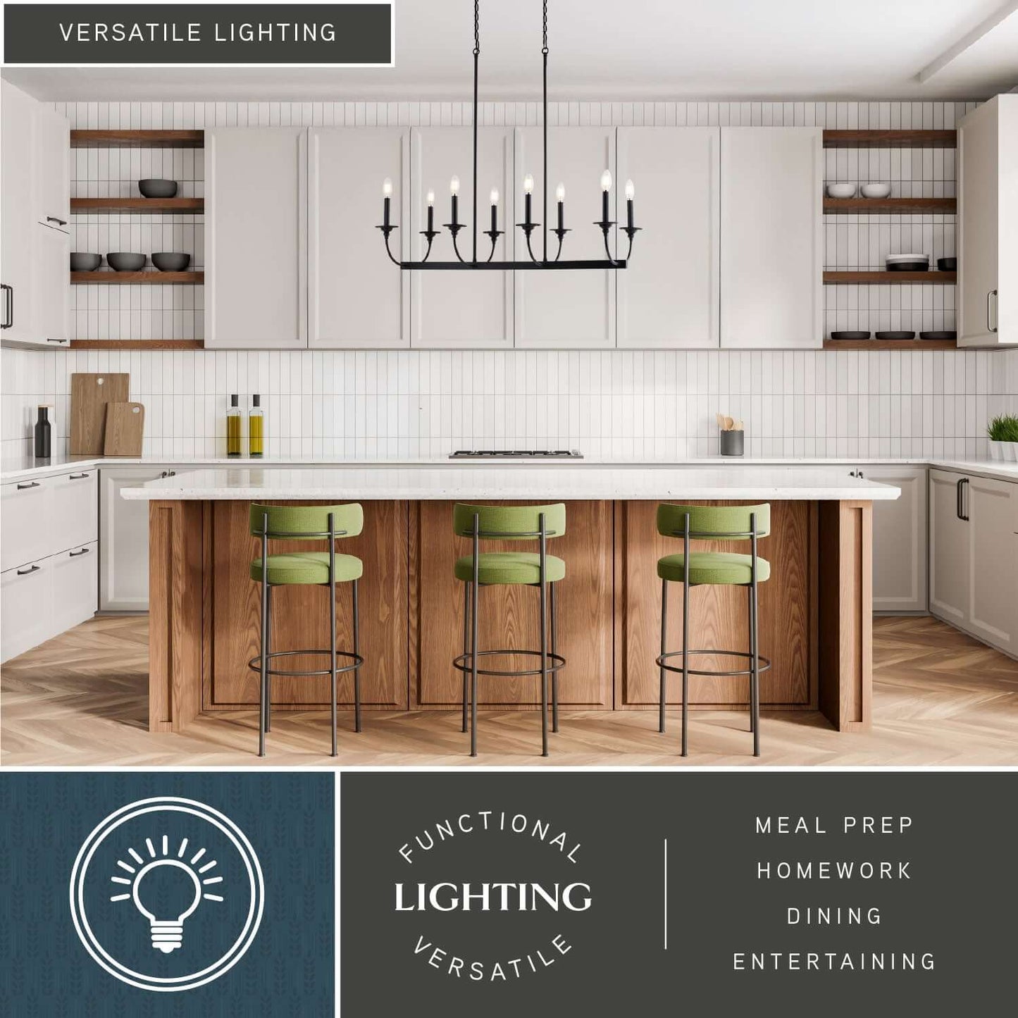 Durham 36” W 8 Light Linear Chandelier