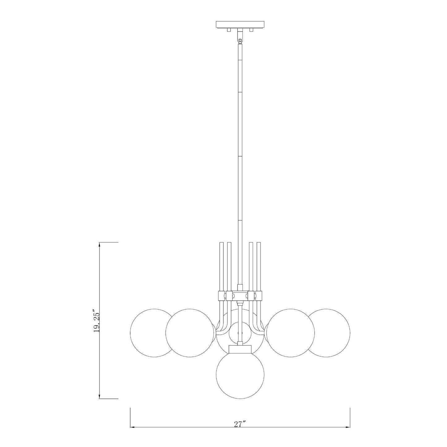 Parsons 6 Light Chandelier Matte Black + Brushed Nickel