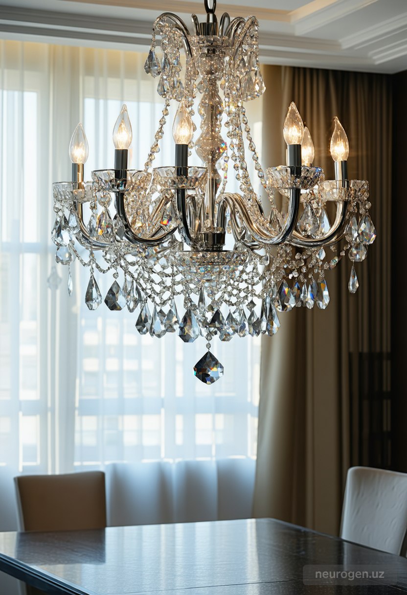 Vesta 6-Light Crystal Chrome Chandelier 32"