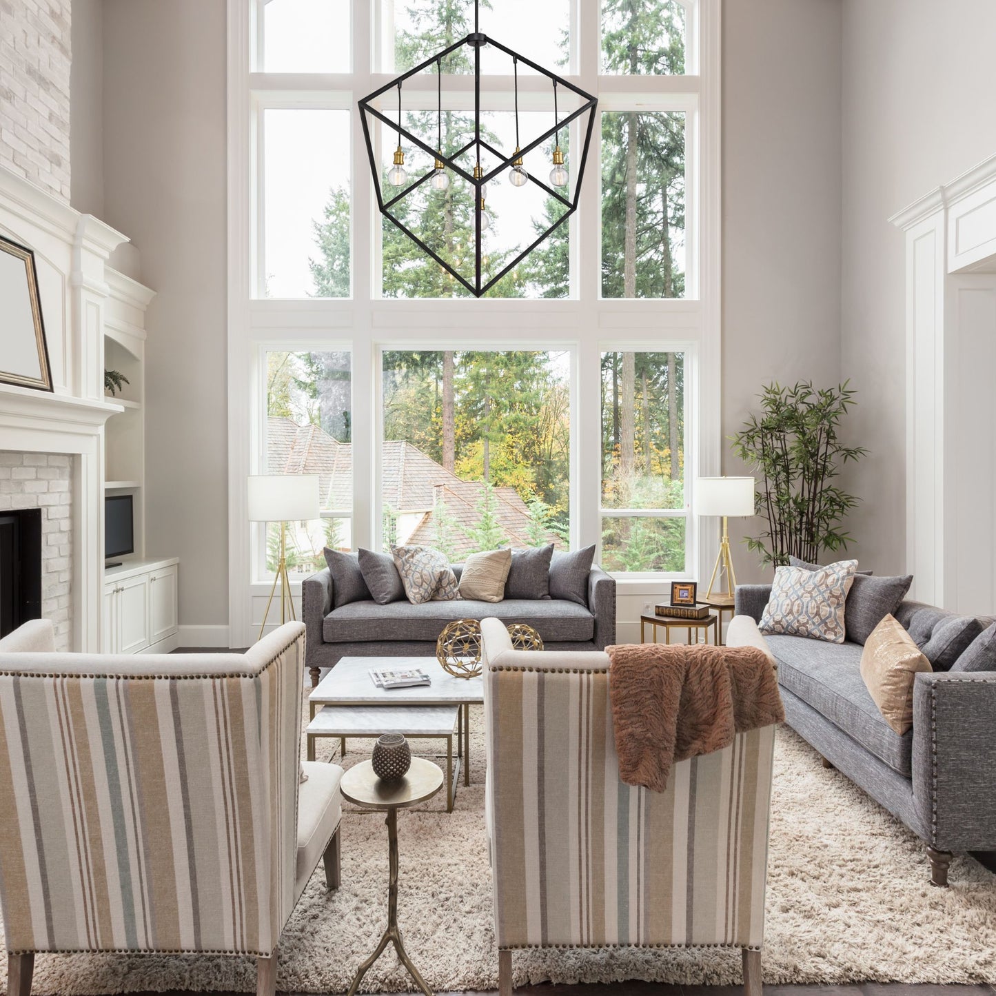 Vertical 7 Light Chandelier Bronze + Olde Brass