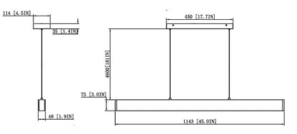 Hudson LED 1 Light Linear Chandelier Brushed Nickel