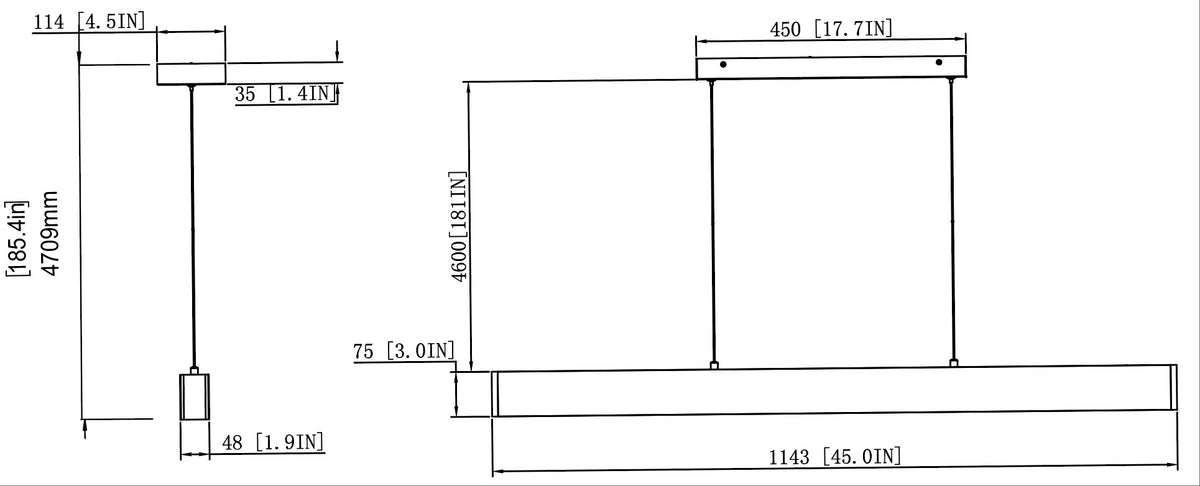 Hudson LED 1 Light Linear Chandelier Gold