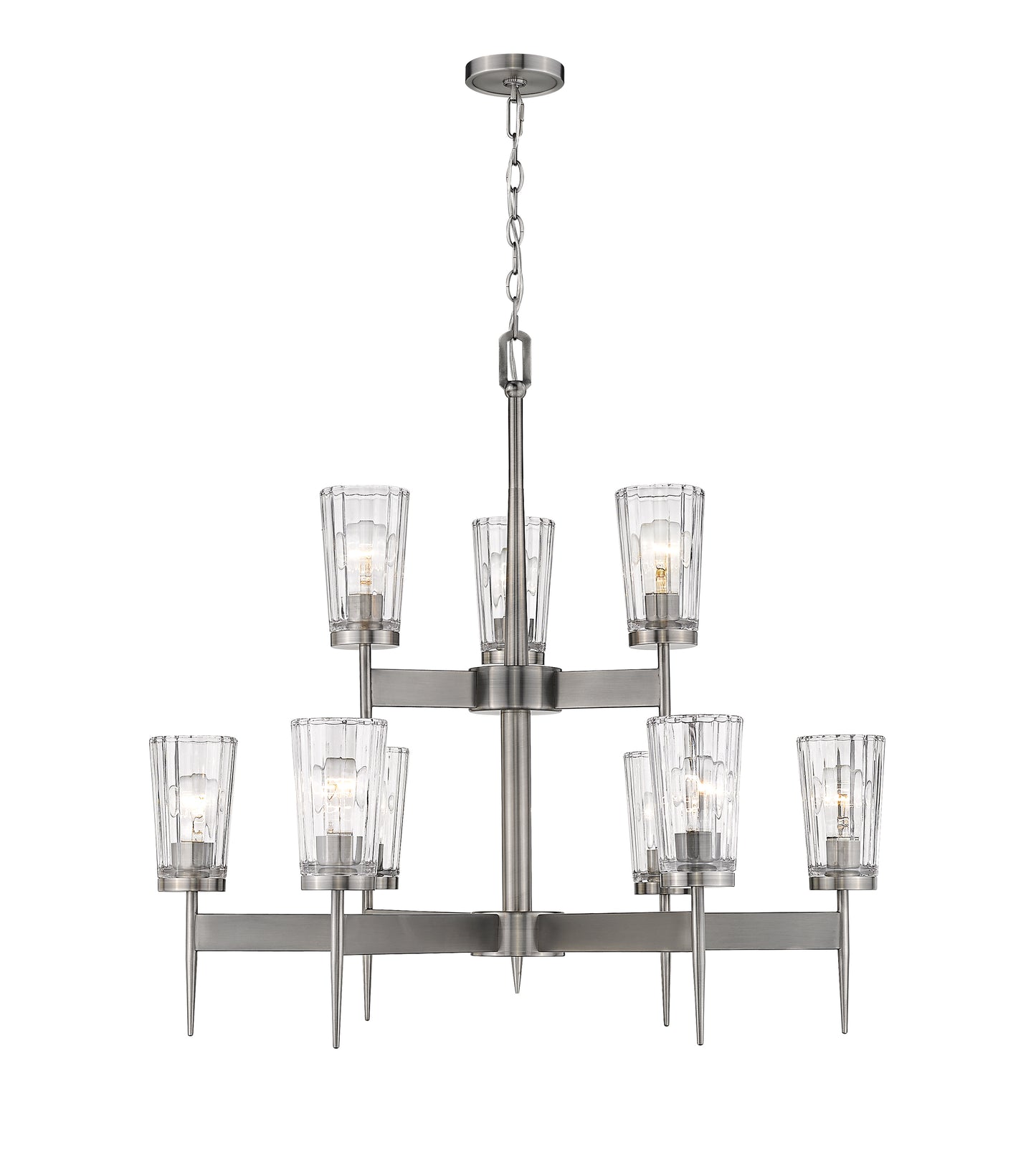 Flair 9 Light Chandelier Antique Nickel
