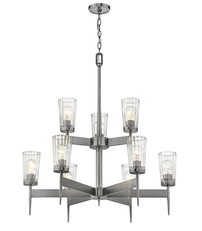Flair 9 Light Chandelier Antique Nickel