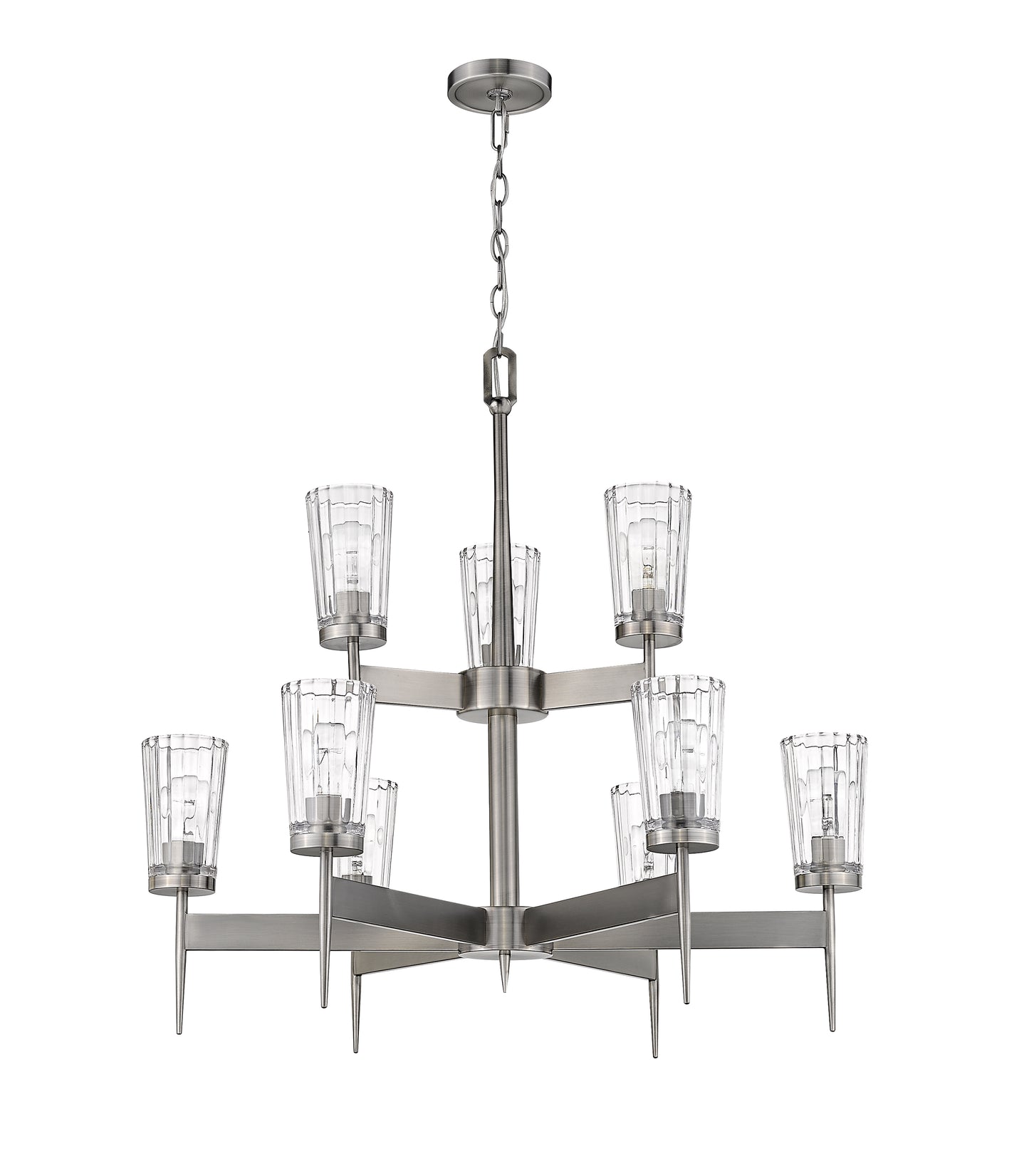 Flair 9 Light Chandelier Antique Nickel