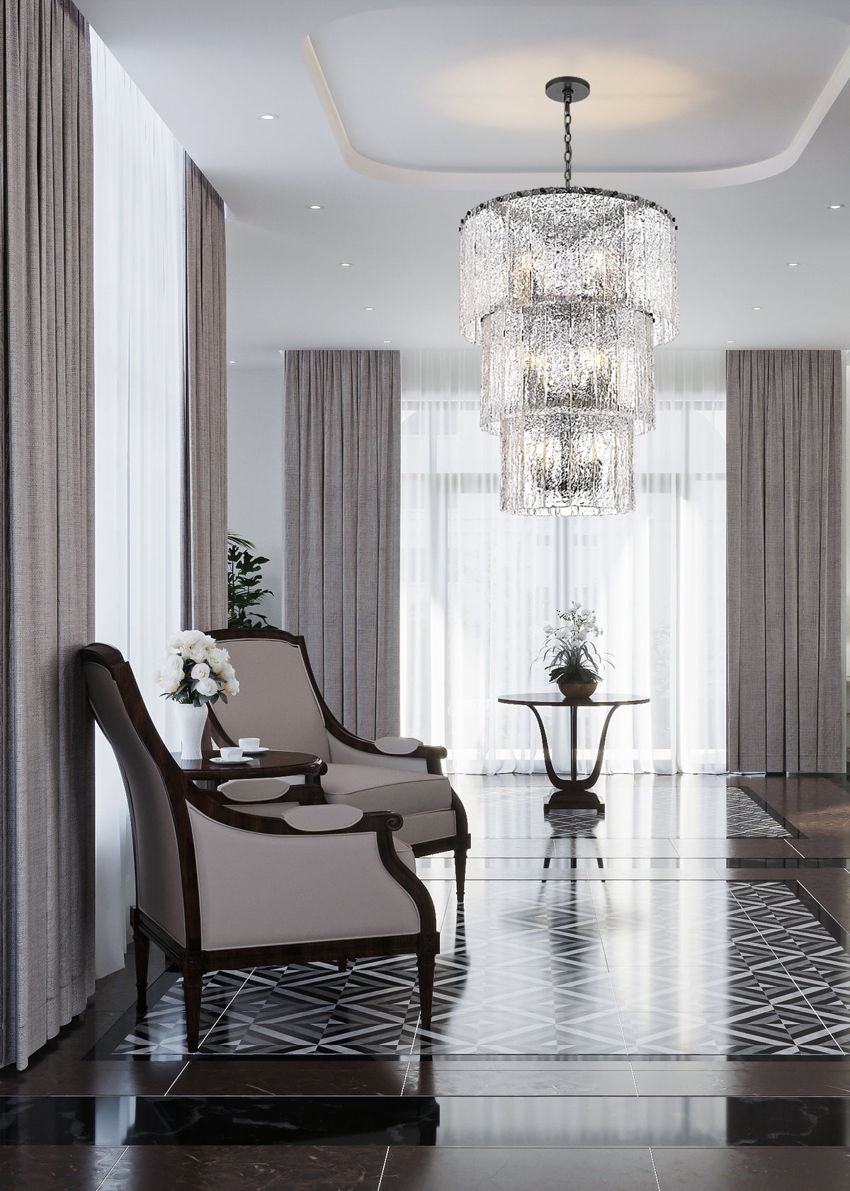 Glacier 12 Light Chandelier Matte Black