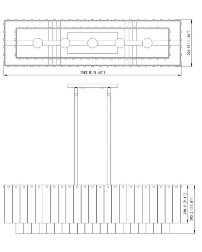 Glacier 5 Light Linear Chandelier Matte Black