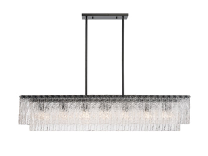 Glacier 7 Light Linear Chandelier Matte Black
