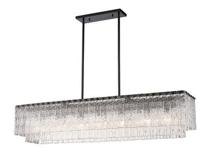 Glacier 7 Light Linear Chandelier Matte Black