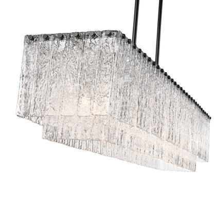 Glacier 7 Light Linear Chandelier Matte Black
