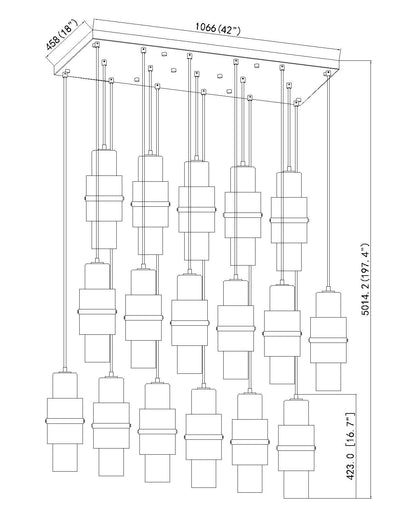Cayden 17 Light Linear Chandelier Matte Black