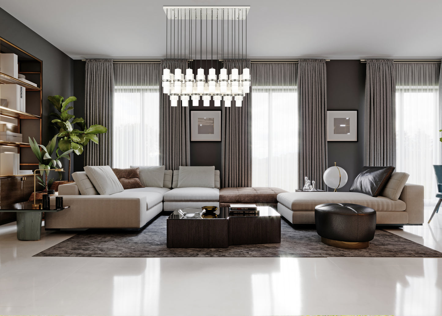 Cayden 23 Light Linear Chandelier Brushed Nickel